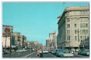 Winnipeg Manitoba Canada Postcard Looking East on Portage Avenue c1950's