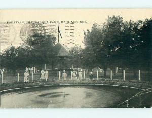 Divided-Back FOUNTAIN & PARK SCENE Hastings Nebraska NE r7960