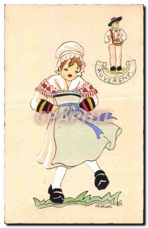 Old Postcard Auvergne Illustrator Costume