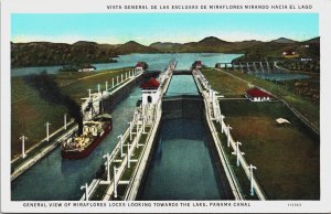 Panama General View Of Miraflores Locks Panama Canal Postcard C090