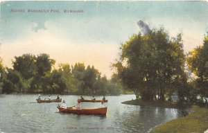 Milwaukee Wisconsin 1910 Postcard Boating in Washington Park Row Boats