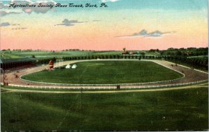 Postcard PA York Agriculture Society Race Track & Stands Horse Racing ~1910 F30