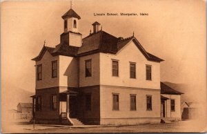 Postcard Lincoln School in Montpelier, Idaho