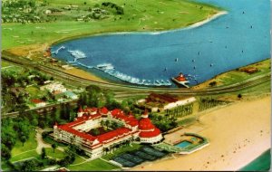 Vtg California CA Hotel del Coronado Aerial View Postcard