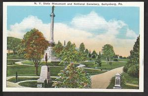 N.Y. State Mounument/Cemetery Gettysburg PA Post Card PPC116