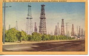 US    PC542     OIL WELLS AND ORANGE GROVES IN CALIFORNIA