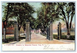 1908 Entrance To Watervliet Arsenal Troy New York NY Posted Antique Postcard 