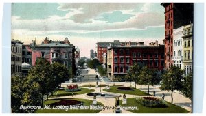 1910 Looking West From Washington Monument Baltimore Maryland MD Posted Postcard