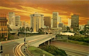 San Diego Skyline California CA pm 1982 evening view Postcard