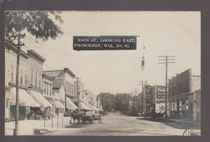 Princeton WISCONSIN RPPC c1910 MAIN STREET nr Montello Ripon Green Lake WI KB