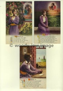 su1143 - Only - Set of 3 Bamforth Songcards Postcards