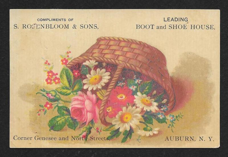 VICTORIAN TRADE CARD Rosenbloom & Sons Boots & Shoes