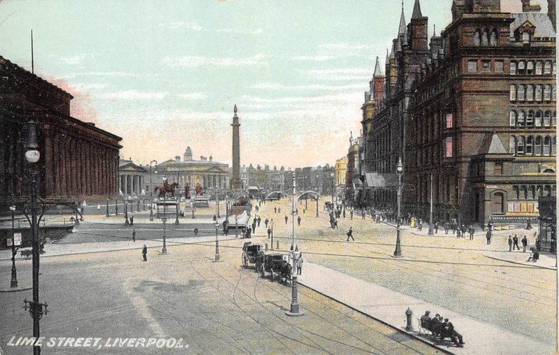 Liverpool, England Lime Street Scene UK Vintage ca 1910s Postcard