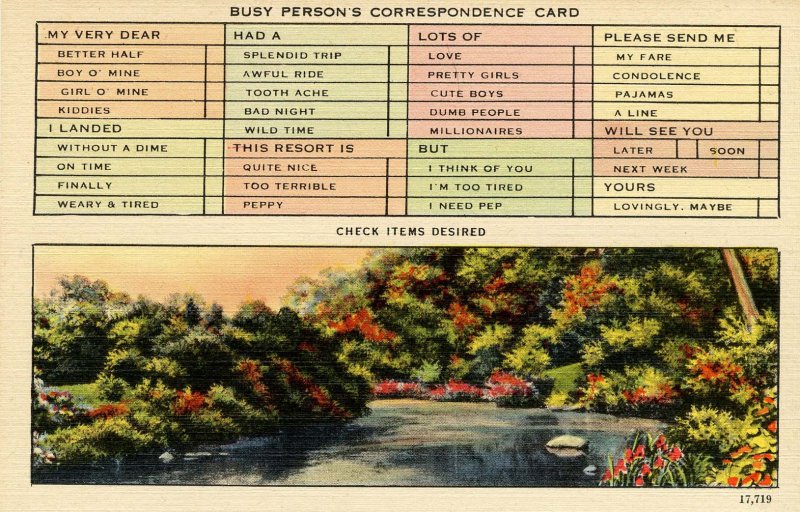 Busy Person's Correspondence Card