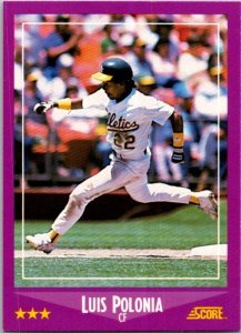 1988 Score Baseball Card Luis Polona Oakland Athletics sk20623