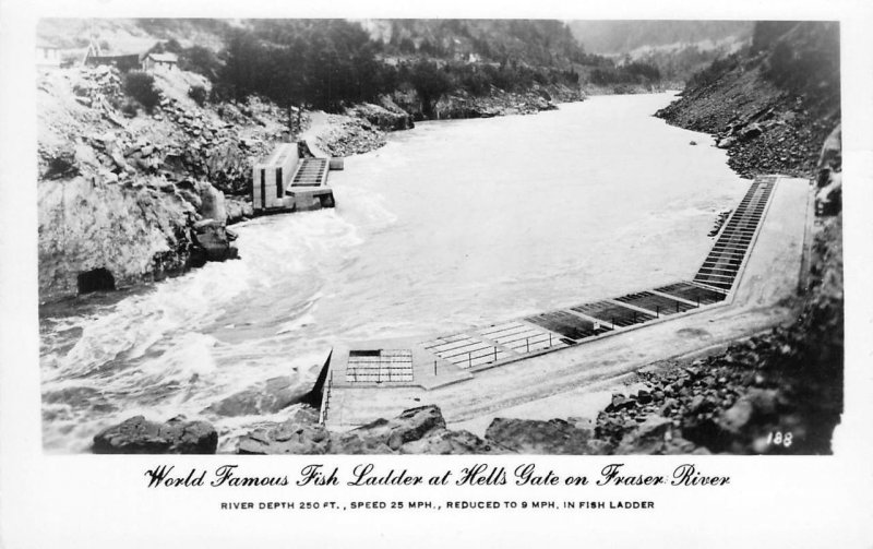 RPPC Fish Ladder at Hell's Gate, Fraser River, British Columbia c1940s Postcard