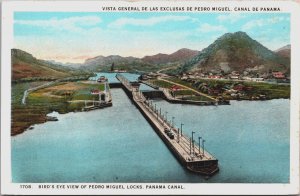 Panama Birds Eye View Of Pedro Miquel Locks Panama Canal Vintage Postcard C099