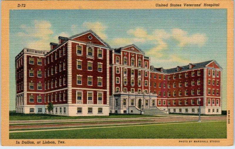 LISBON, Texas  TX   UNITED STATES VETERANS HOSPITAL in Dallas   c1940s  Postcard