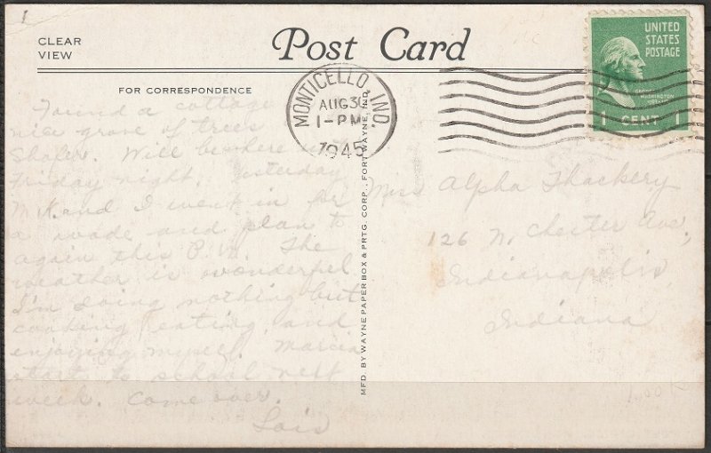 US Monticello Indiana Post office 1945