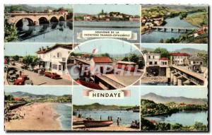 Modern Postcard Souvenir De La Frontiere Franco Spanish Hendaye