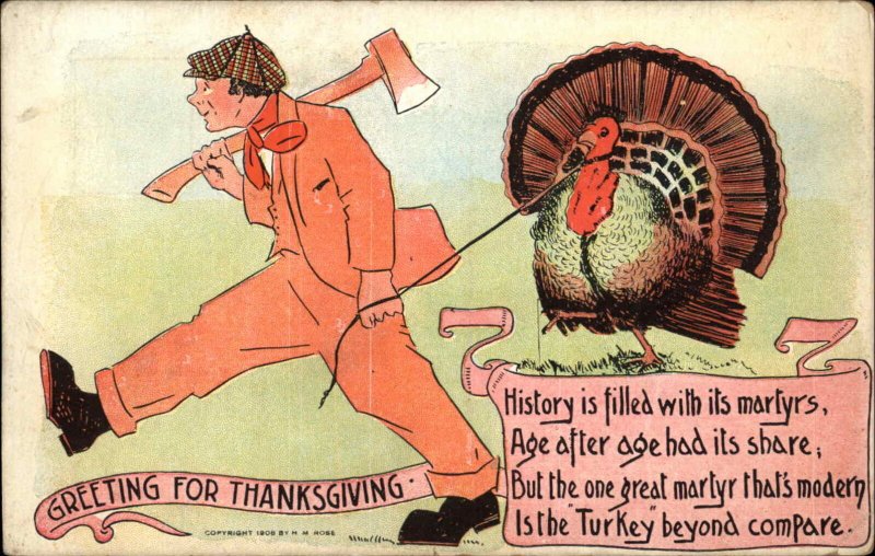 Thanksgiving Modern Martyr the Turkey Animal Rights c1910 Vintage Postcard