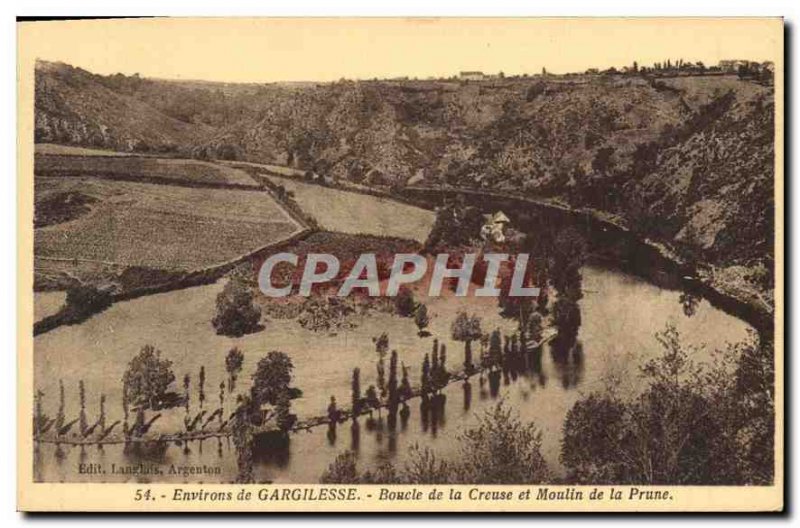 Old Postcard surroundings Gargilesse Loop Creuse and Moulin Plum