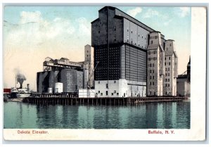 1907 Dakota Elevator Building Boat Smokestacks View Buffalo New York NY Postcard