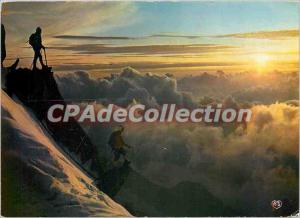 Modern Postcard Chamonix Mont Blanc Sunset on the sea of ??clouds