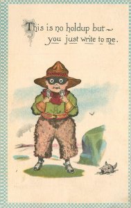 Postcard 1913 Wall Cowboy Please write Comic humor #S201 22-13347