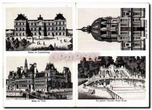 Old Postcard DEPLIANTE Luxembourg Palace City Hall Invalides Saint Cloud