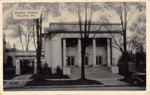 Warren Pennsylvania Baptist Church Street View Antique Postcard K59863