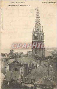 Postcard Old Saint Malo Emerald Coast The bell tower of the Cathedral