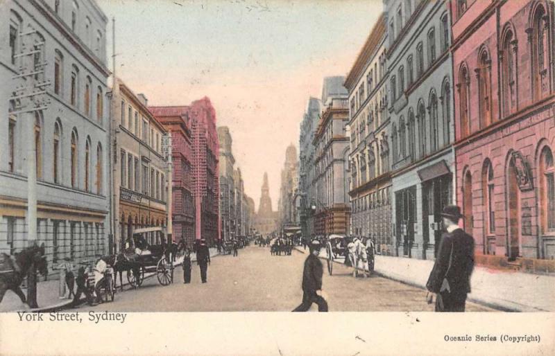 Sydney Australia York Street Scene Historic Bldgs Antique Postcard K62749