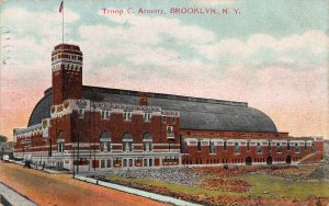 Troop C Armory, Brooklyn, New York, Early Postcard, Used in 1910
