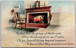1917 Fireside & Victorian Upholstered Chair At Home Antique Posted Postcard