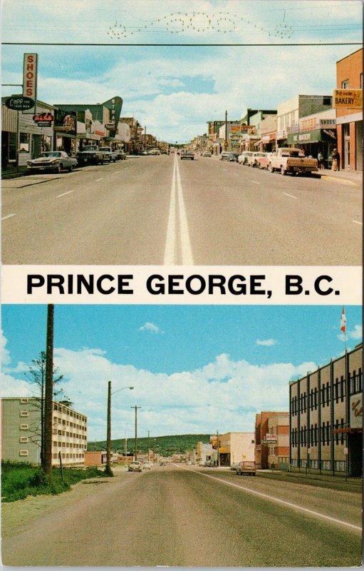 Prince George BC 3rd Ave Downtown 3 cent Christmas Noel Stamp Postcard H48