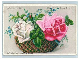 Victorian Trade Card Goldsmith Bros-Dealers in Fine Shoes Roses in Basket Z5