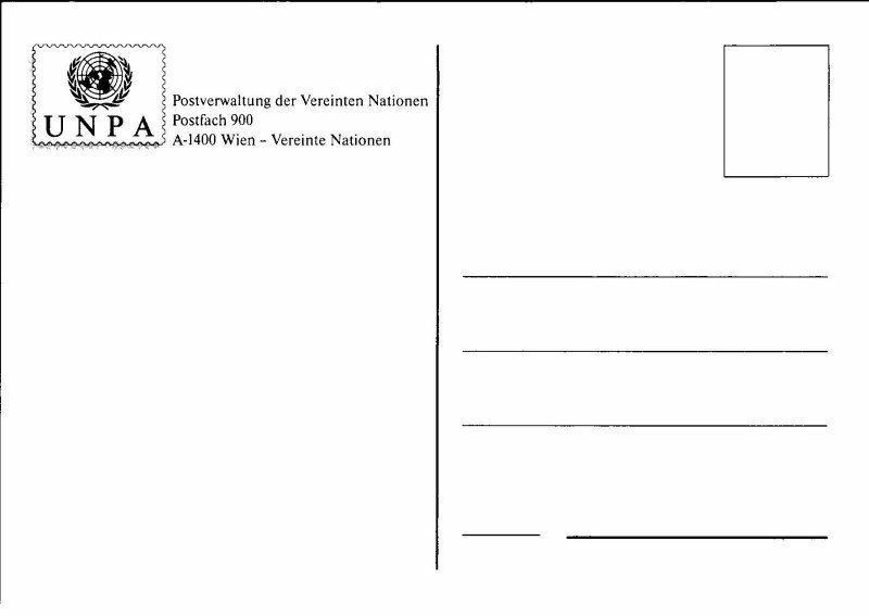 CONTINENTAL SIZE POSTCARD UNITED NATIONS VIENNA STAMP EXPO 1990