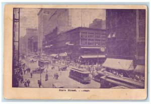 1910 View Of State Street Trolley Chicago Illinois IL Hayfield MN Postcard