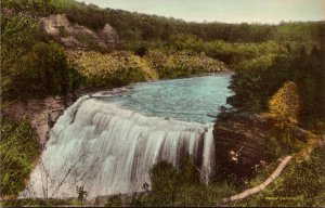 New York Castille Letchworth State Park Middle Falls From Glen Iris Handcolor...