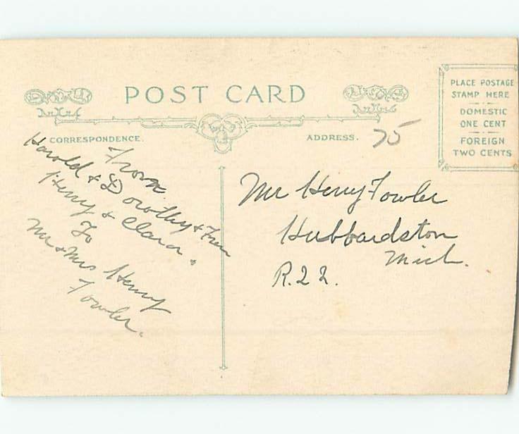 Damaged Trimmed c1910 Thanksgiving BOY CHEWS ON TURKEY WISHBONE AT TABLE HL5266