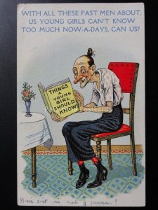 WITH ALL THESE FAST MEN ABOUT, US YOUNG GIRLS CANT KNOW TOO MUCH c1924 Comic PC