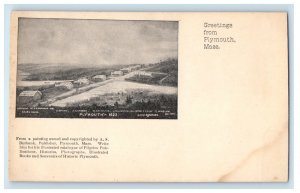 c1900s AS Burbank Painting Greetings from Plymouth Massachusetts MA Postcard 