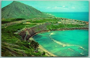 Birds Eye View Hanauma Bay Beach Honolulu Hawaii HI UNP Chrome Postcard G6