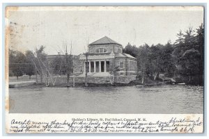 1906 Sheldon's Library St Paul School Lake Concord New Hampshire NH Postcard