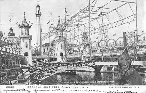 Scene at Luna Park Coney Island, NY, USA Amusement Park 1905 