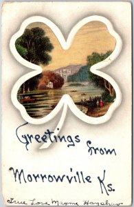1910's Greetings from Morrowville Kentucky KY Landscape Leaf Posted Postcard