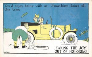 COMIC AUTO CAR REPAIR ARTIST SIGNED ASHELMAN POSTCARD (c. 1910)