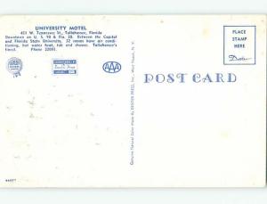 Unused Pre-1980 UNIVERSITY MOTEL Tallahassee Florida FL u6697@