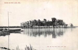 B46/ Rice Lake Wisconsin Wi Postcard c1910 Scene Island Boats